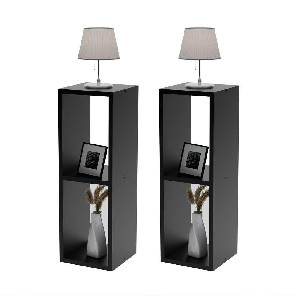 Conjunto Mesa De Cabeceira Pequena 20x20x60cm Diamante Preto Quarto Sala
