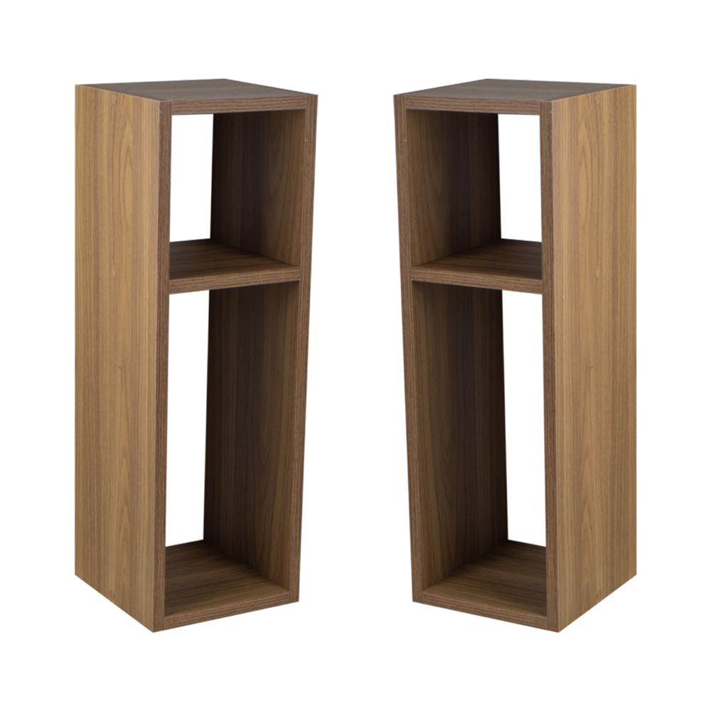 Conjunto Mesa De Cabeceira Pequena 20x20x60cm Freijó Quarto Sala