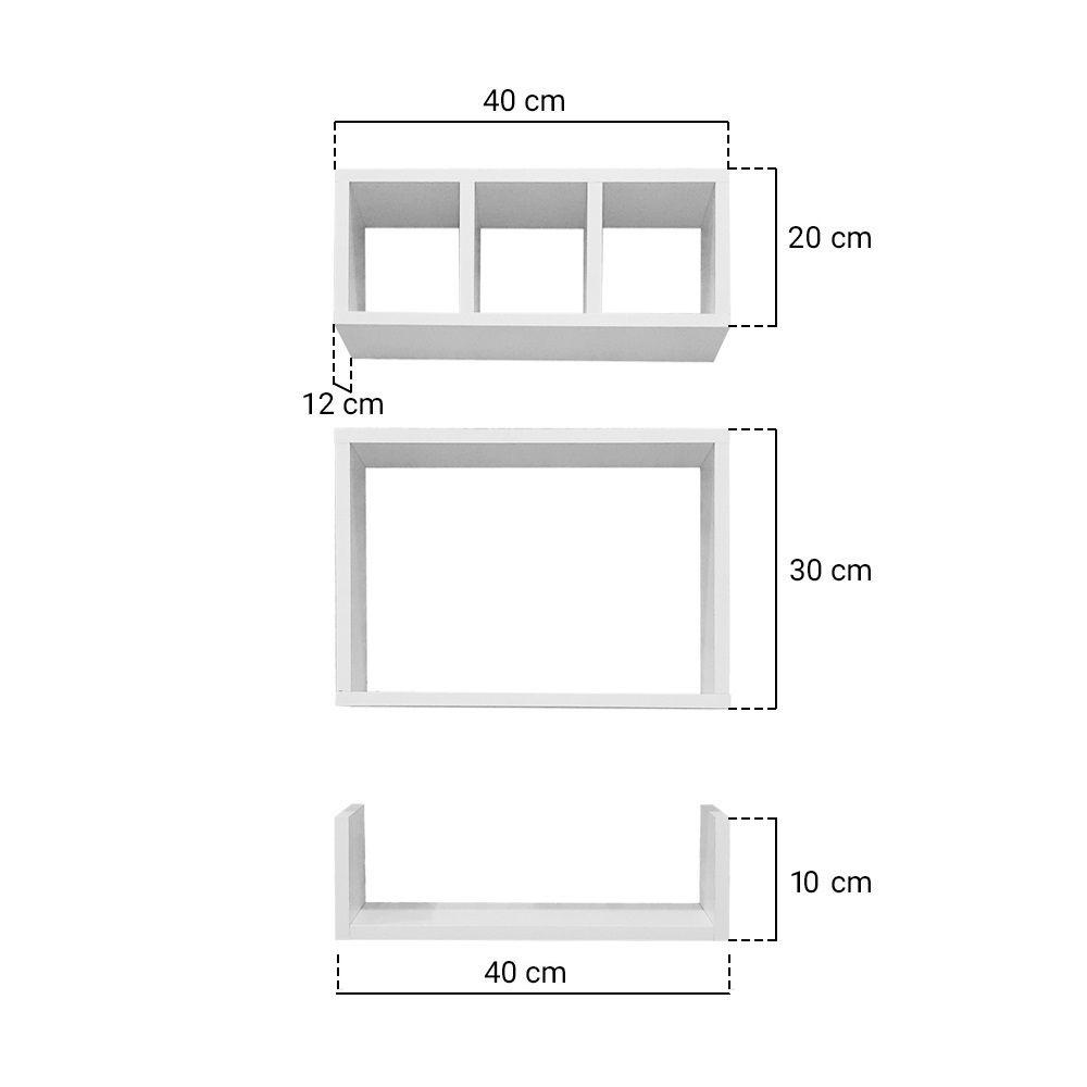 Conjunto Nicho e Prateleira Branco para Banheiro 40 x 12cm