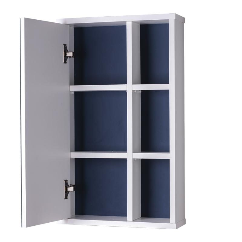 Espelho Milano para Banheiro com Armário Branco e Azul Marinho - 69 x 42cm