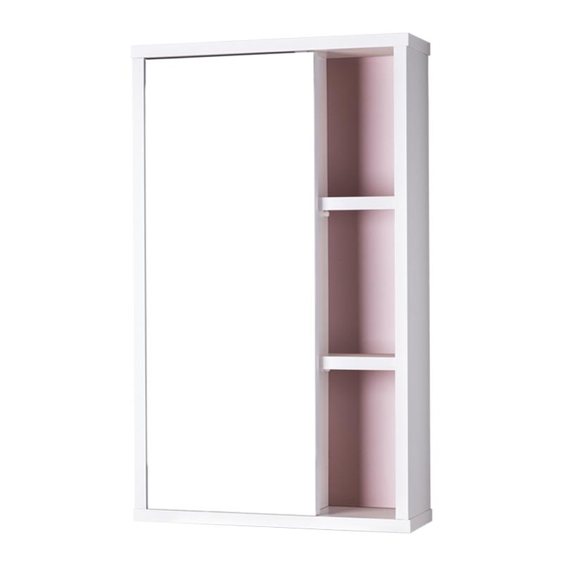 Espelho Milano para Banheiro com Armário Branco e Rosa Claro - 69 x 42cm
