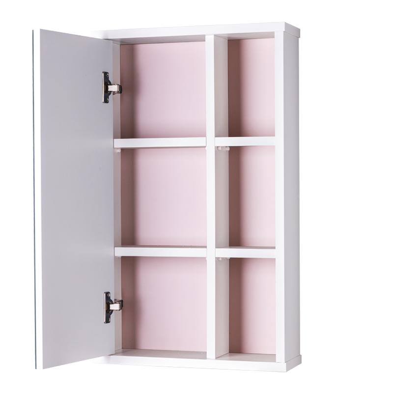 Espelho Milano para Banheiro com Armário Branco e Rosa Claro - 69 x 42cm