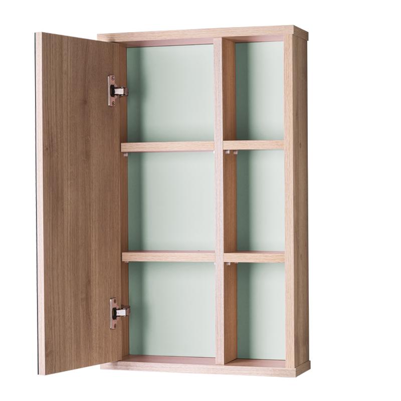Espelho Milano para Banheiro com Armário Carvalho e Verde Menta - 69 x 42cm