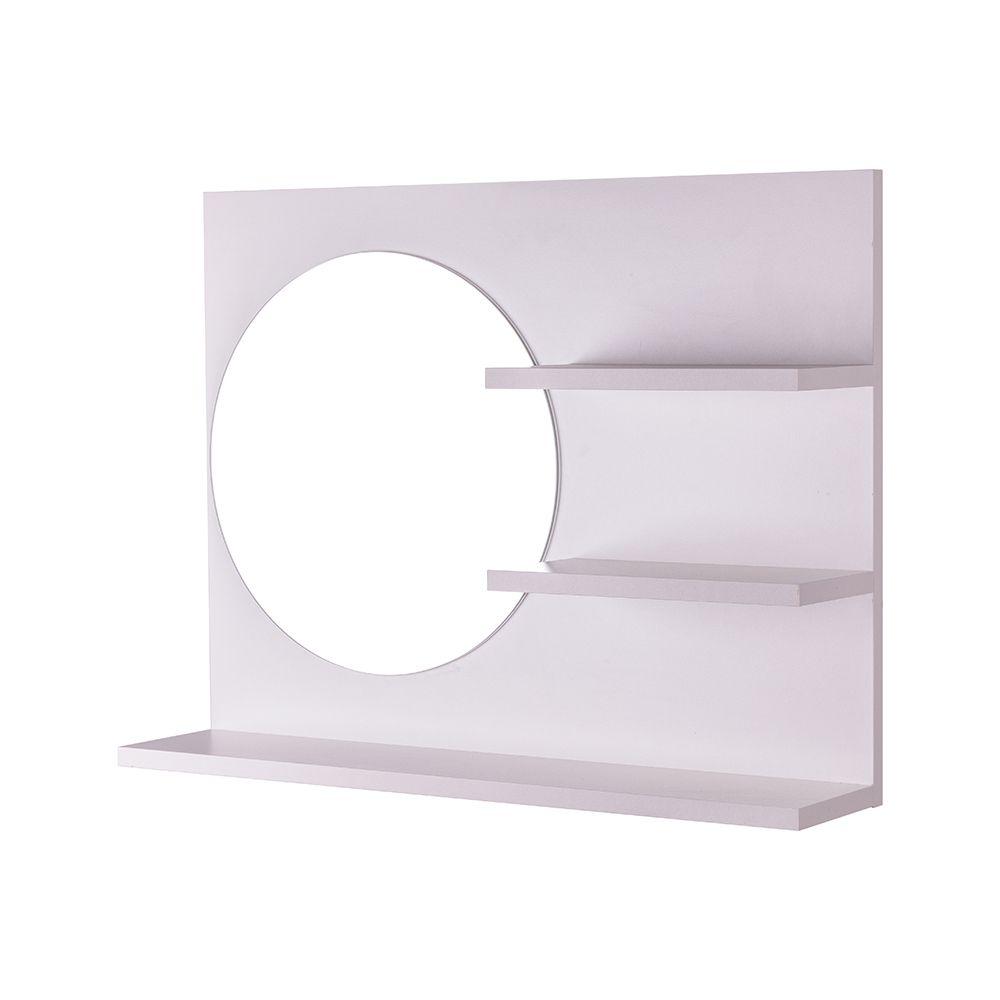 Espelho Redondo para Banheiro com Prateleiras Genova Branco 60 x 45cm