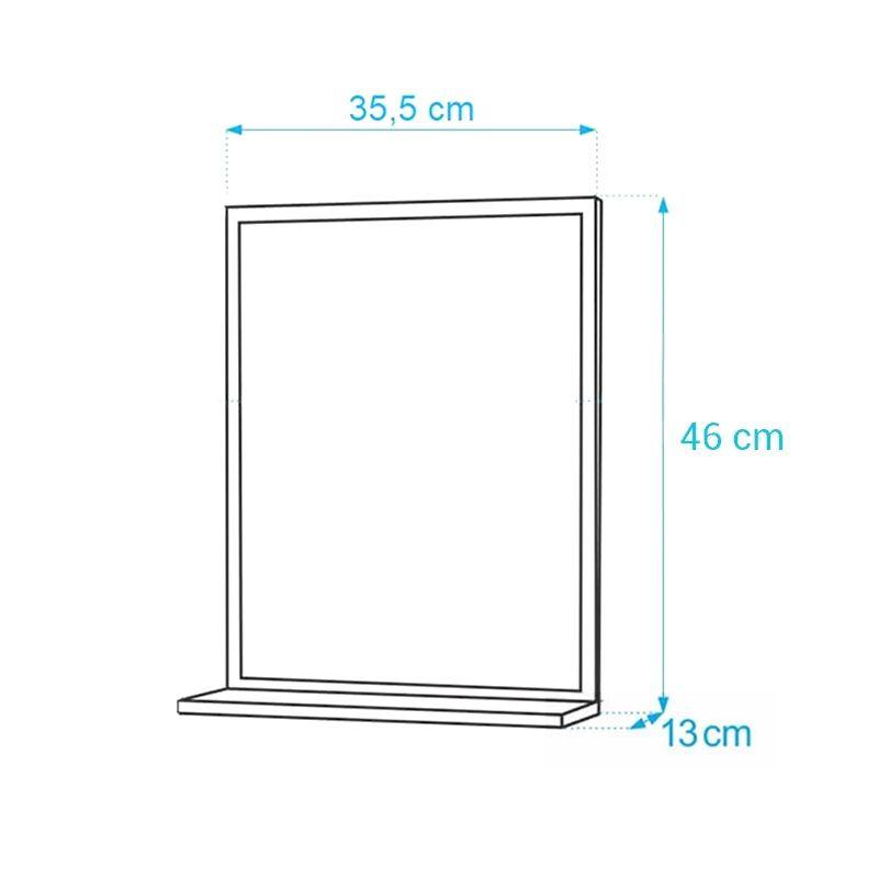 Espelho para Banheiro Boreal 46 x 35cm Preto com Prateleira