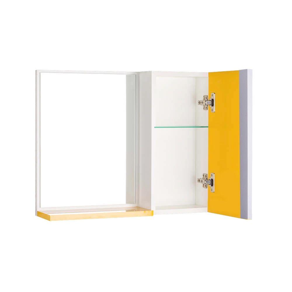 Espelho para Banheiro com Armário Amarelo Barra Vertical