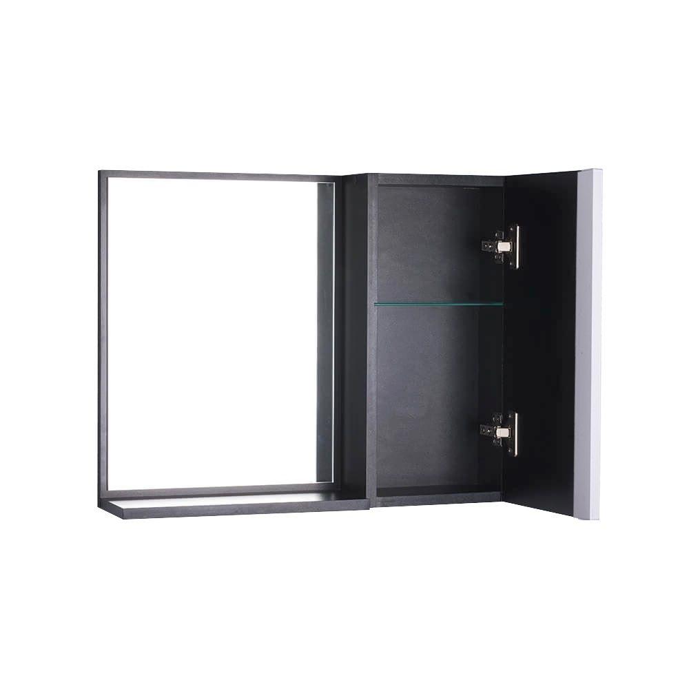 Espelho para Banheiro com Armário Preto Barra Vertical