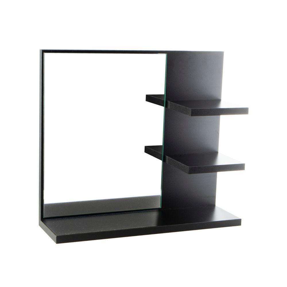 Espelho para Banheiro com Armário Preto Nice 40cm