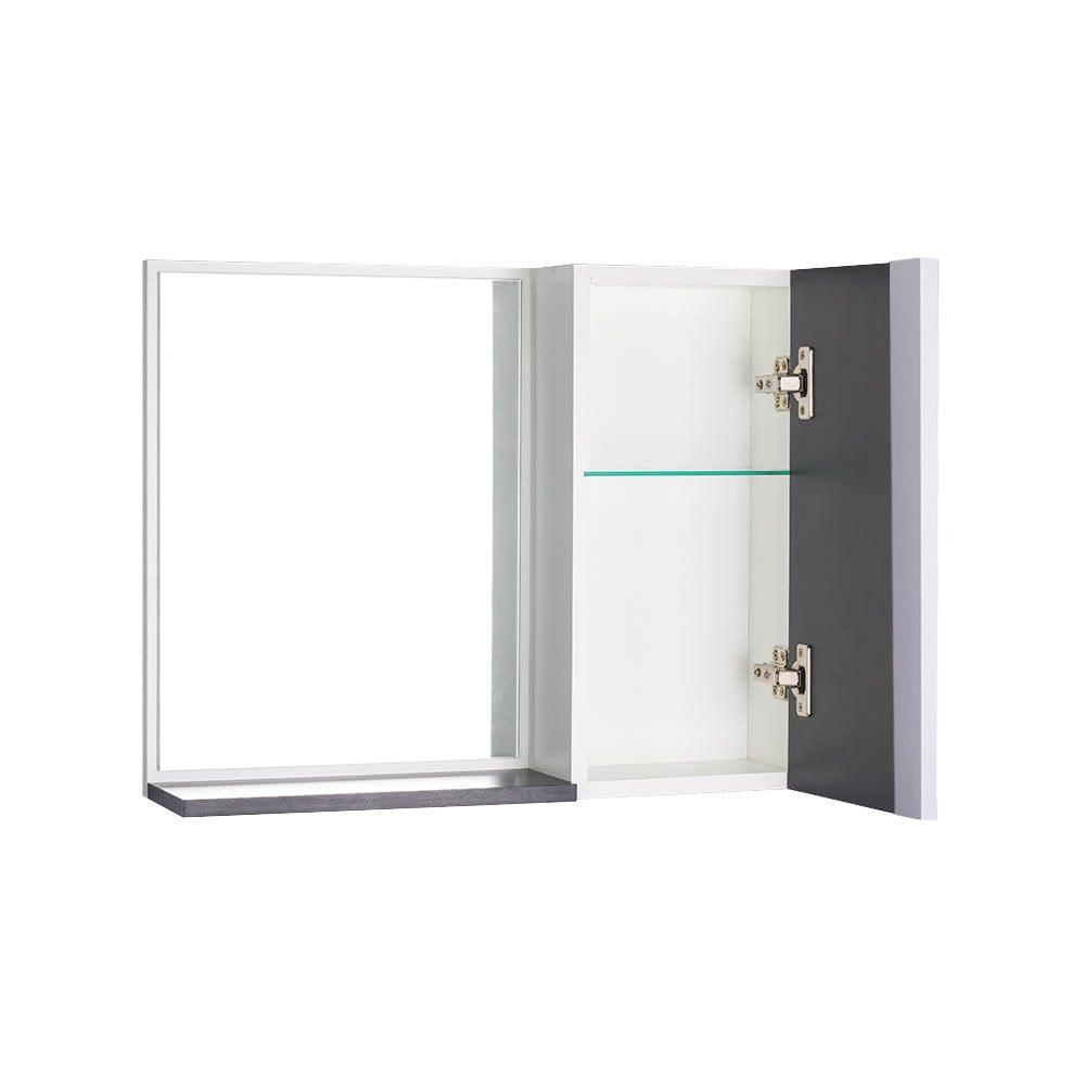 Espelho para Banheiro com Armário Preto e Branco Barra Vertical