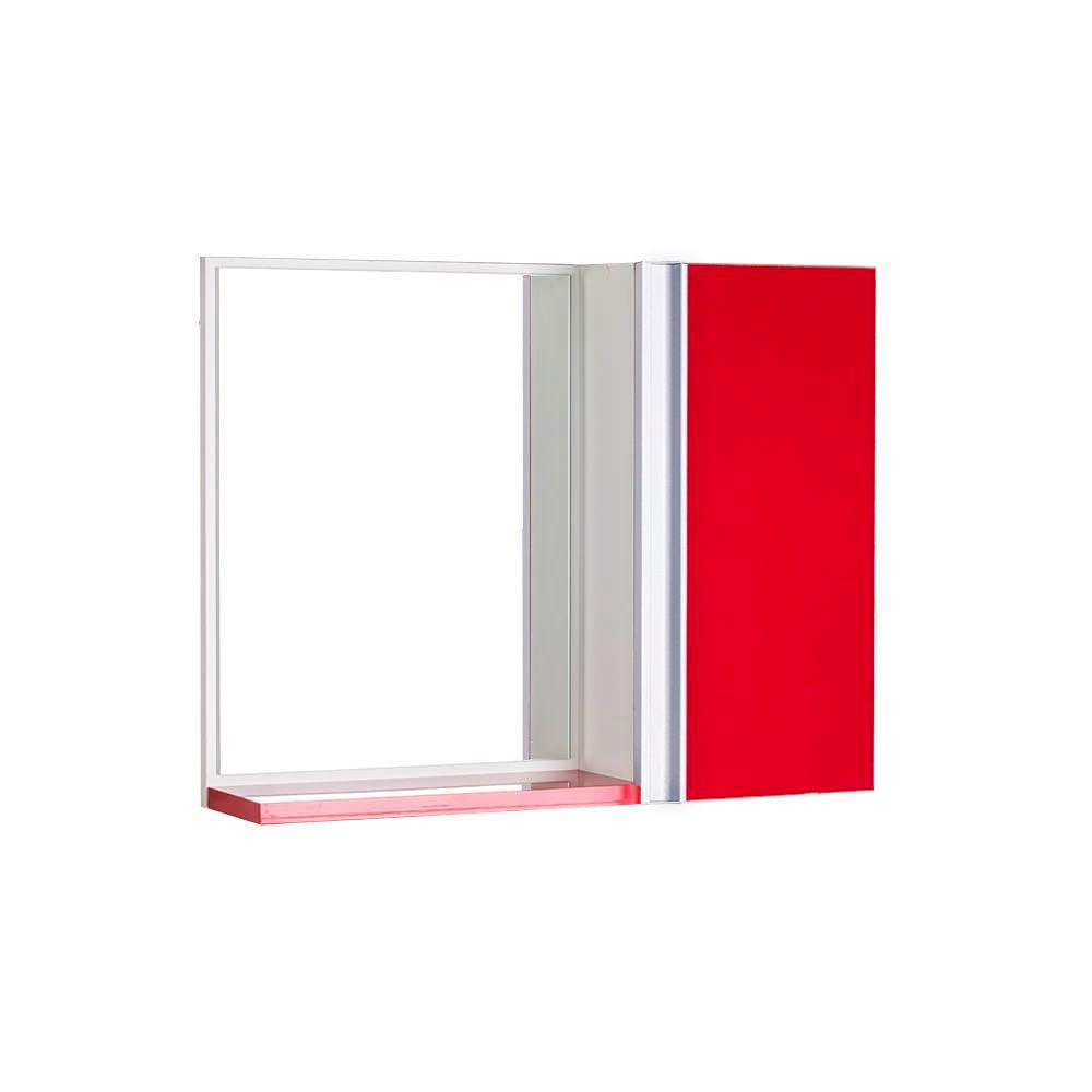 Espelho para Banheiro com Armário Vermelho Barra Vertical