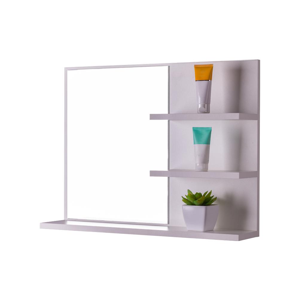 Espelho para Banheiro com Prateleiras Lugano 60 x 45cm - Branco