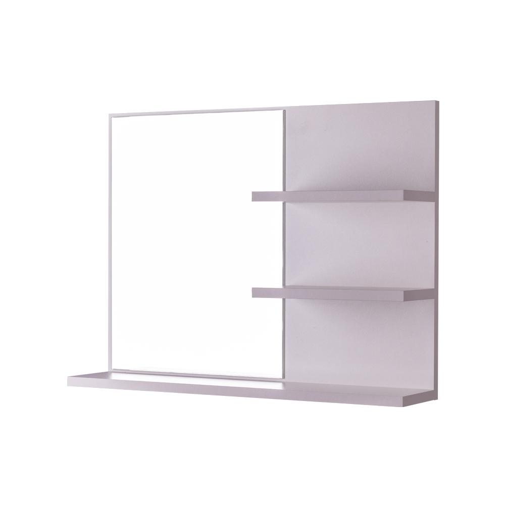 Espelho para Banheiro com Prateleiras Lugano 60 x 45cm - Branco