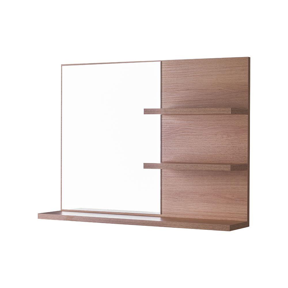 Espelho para Banheiro com Prateleiras Lugano Carvalho 60 x 45cm