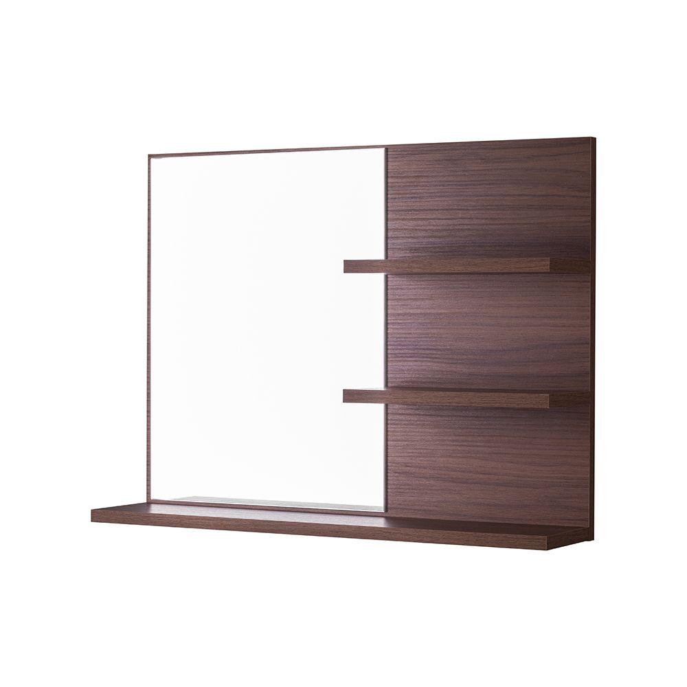 Espelho para Banheiro com Prateleiras Lugano Nogal 60 x 45cm
