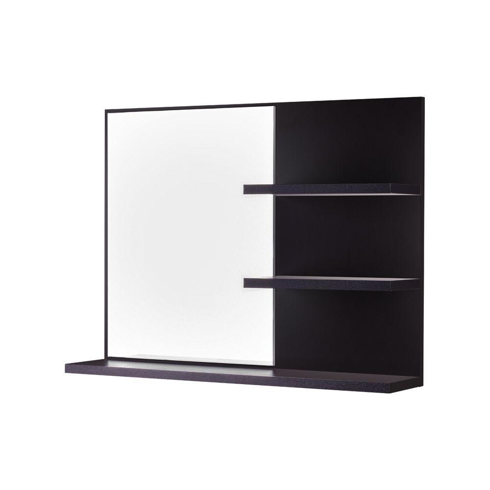 Espelho para Banheiro com Prateleiras Lugano Preto 60 x 45cm