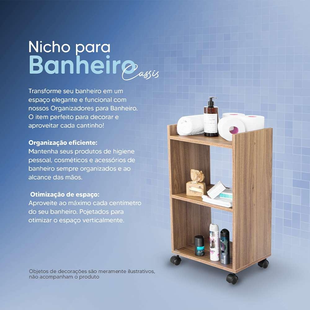 Estante Multiuso Armário Móvel para Banheiro Freijó com Rodinhas 40cm