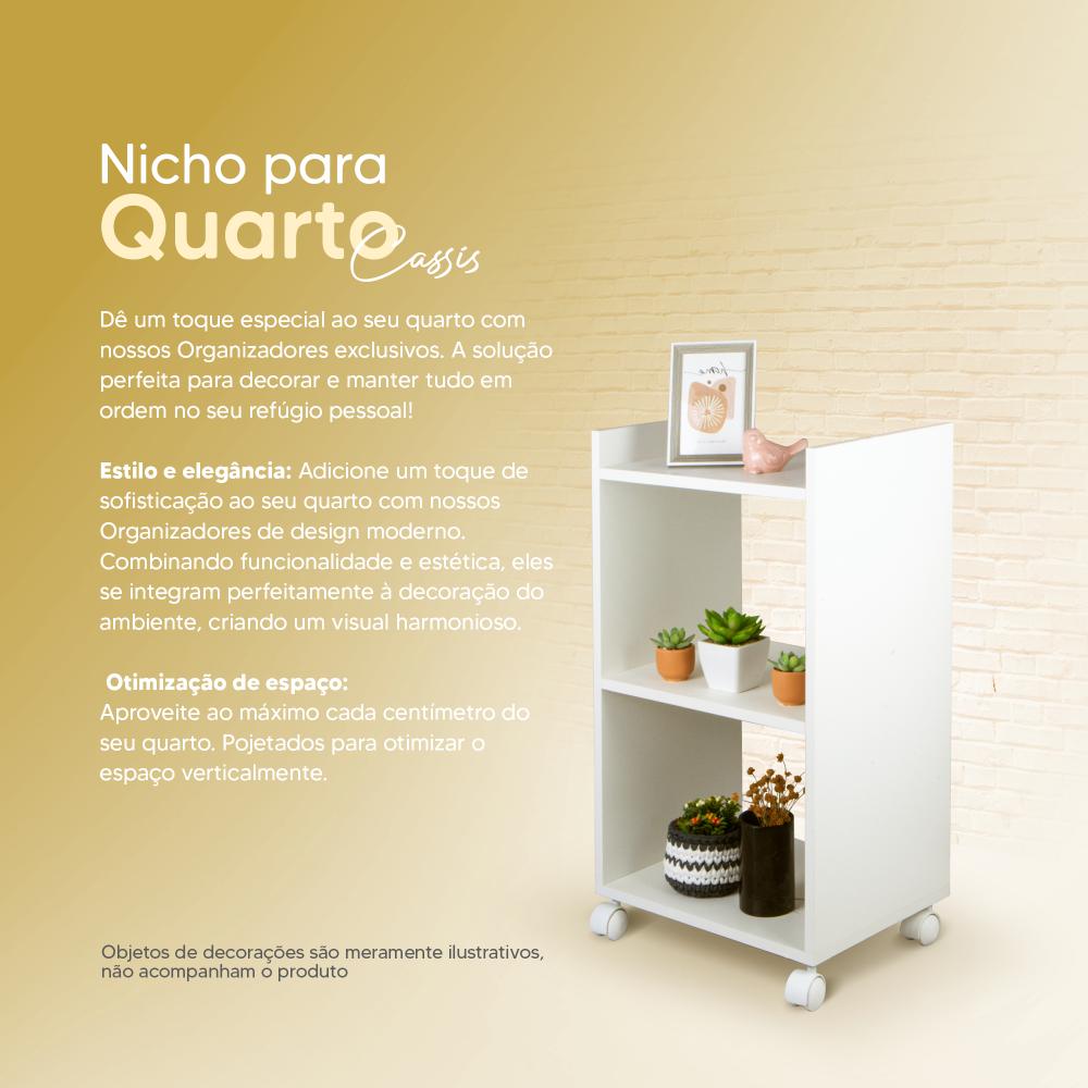 Estante Multiuso Branco para Quarto Sala com Rodinha 40cm