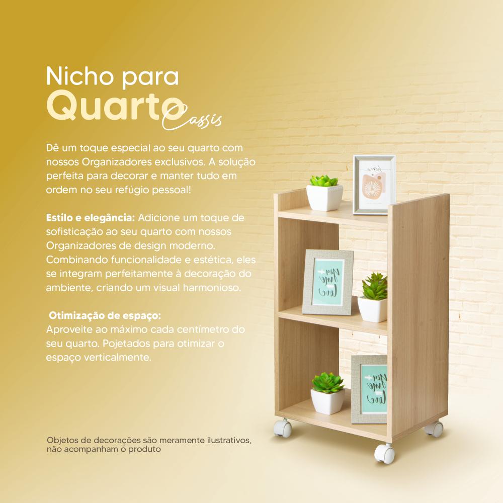Estante Multiuso Carvalho para Quarto Sala com Rodízio 40cm