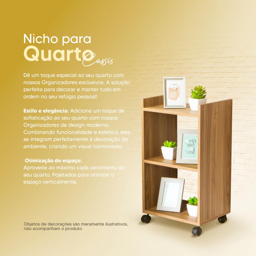 Estante Multiuso Freijó para Quarto Sala com Rodízio 40cm