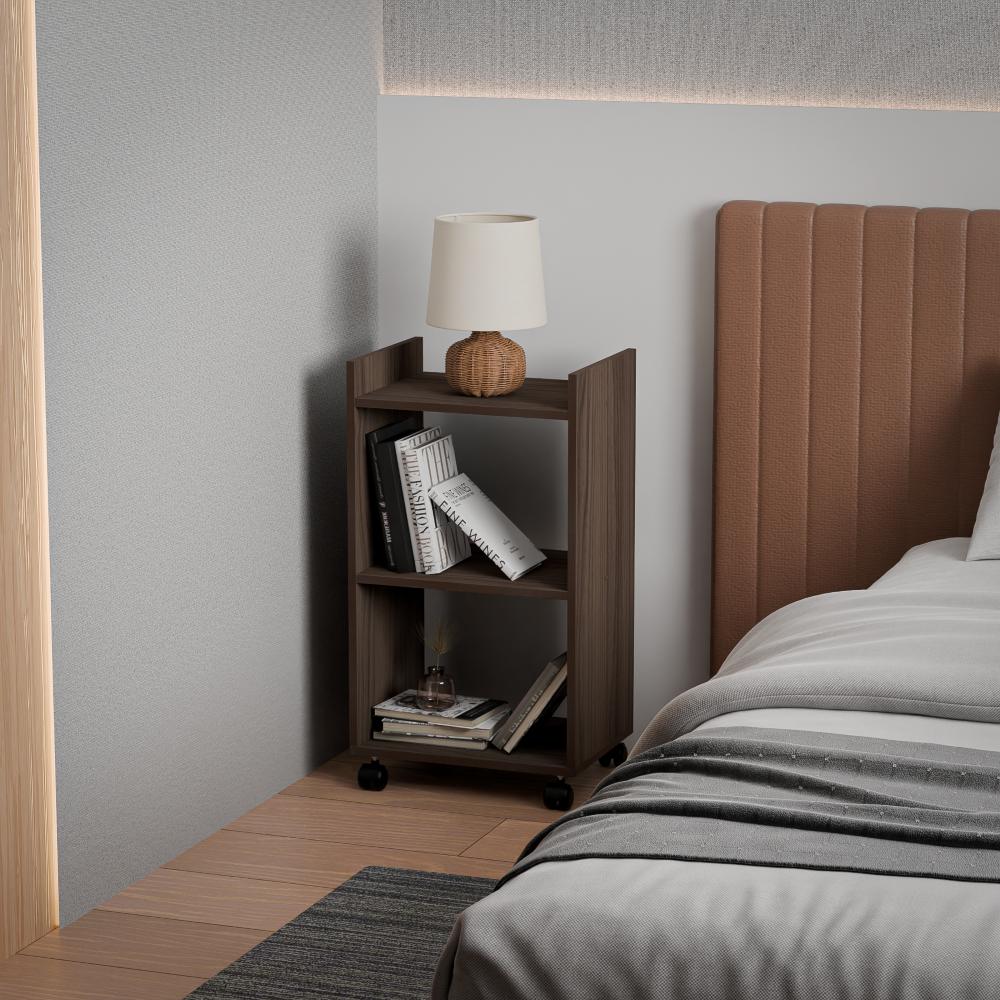 Estante Multiuso Nogal para Quarto Sala com Rodízio 40cm
