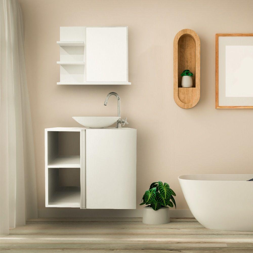 Gabinete Banheiro – Armário + Cuba + Espelheira Harpia 55cm
