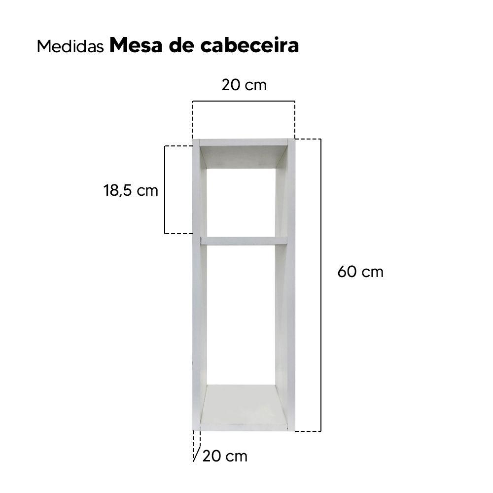 Kit 2 Mesa de Cabeceira Branco Cama Solteiro Quarto Sala 20cm