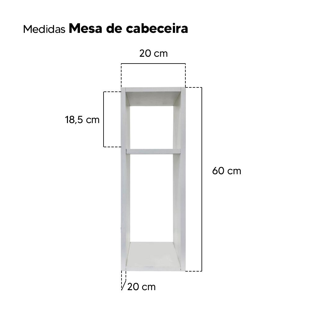 Kit 2 Mesa de Cabeceira Pequena Cama Solteiro Quarto Sala 20cm - Branco