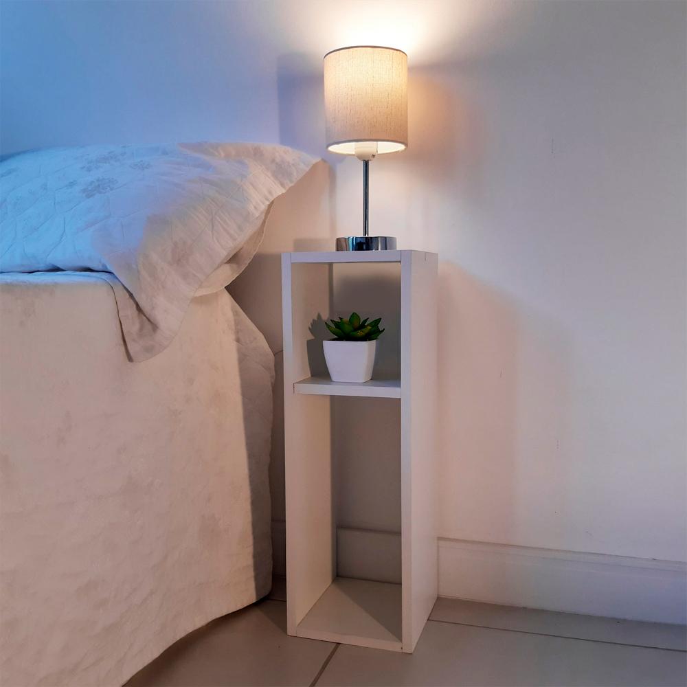 Kit 2 Mesa de Cabeceira Pequena Cama Solteiro Quarto Sala 20cm - Branco