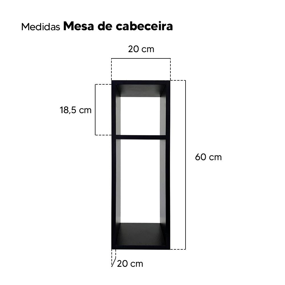 Kit 2 Mesa de Cabeceira Pequena Cama Solteiro Quarto Sala 20cm - Preto