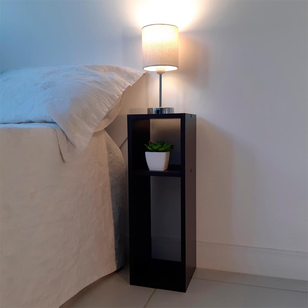 Kit 2 Mesa de Cabeceira Pequena Cama Solteiro Quarto Sala 20cm - Preto