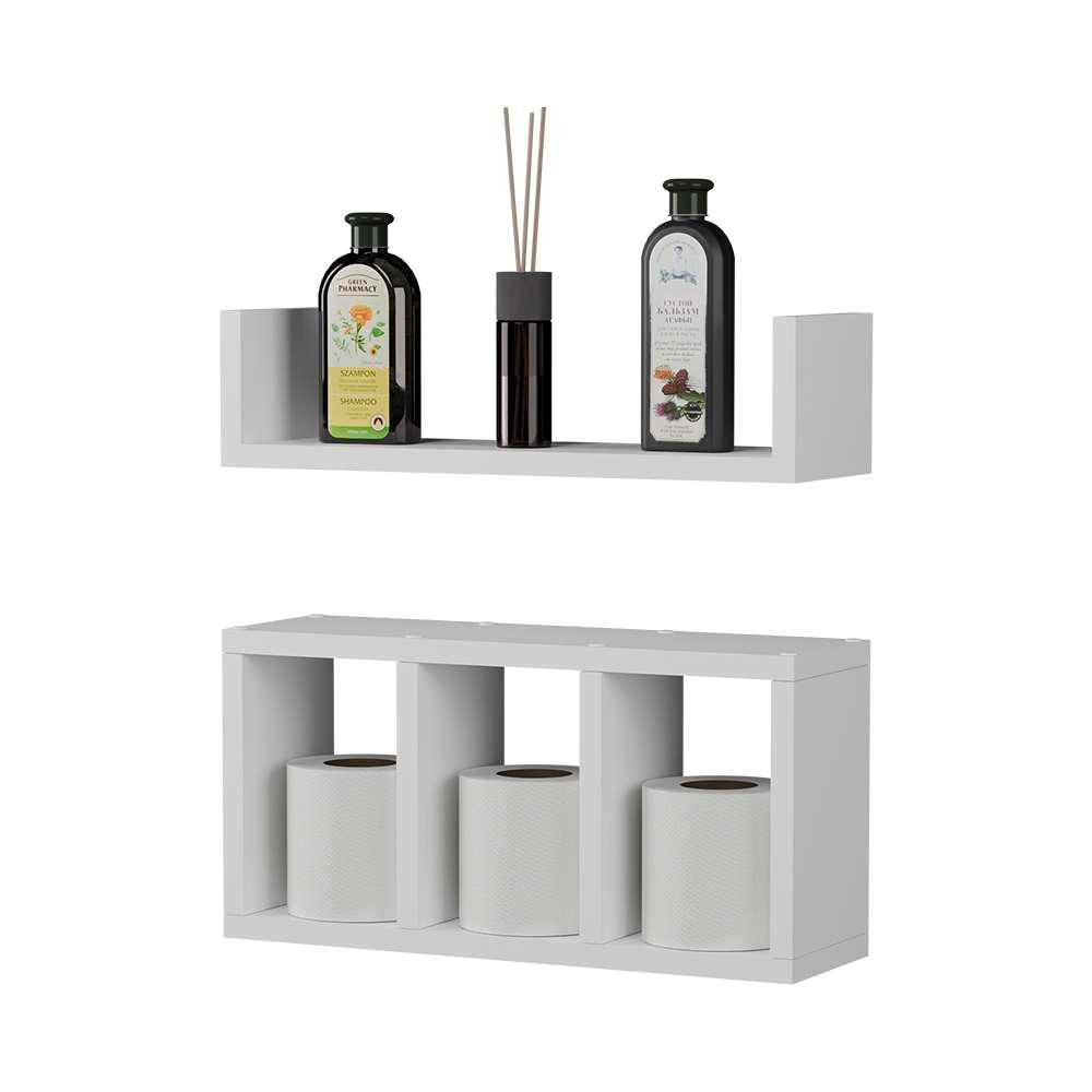 Kit 2 Peças Nicho Prateleira para Banheiro Branco 40 x 12cm