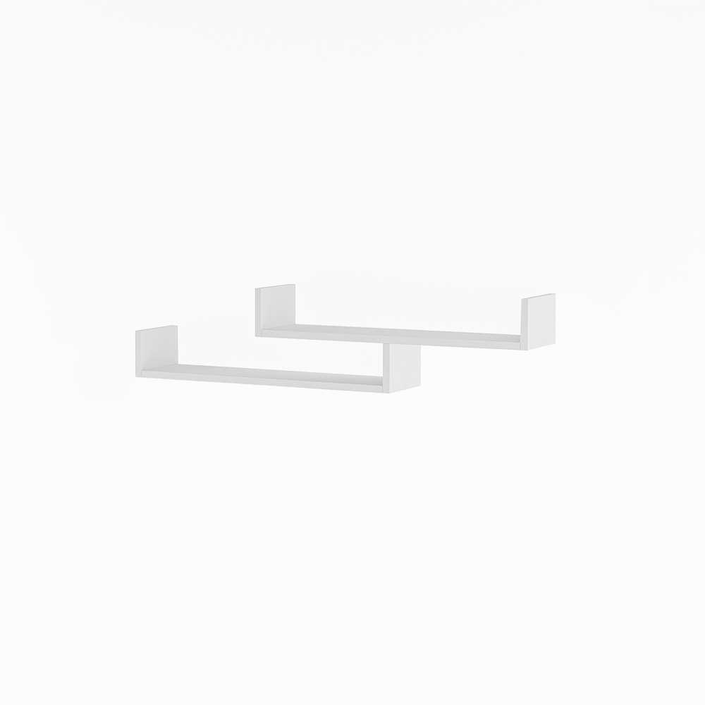 Kit 2 Prateleiras Nichos em U 60x15cm MDF Branco com Suporte Flutuante Invisível