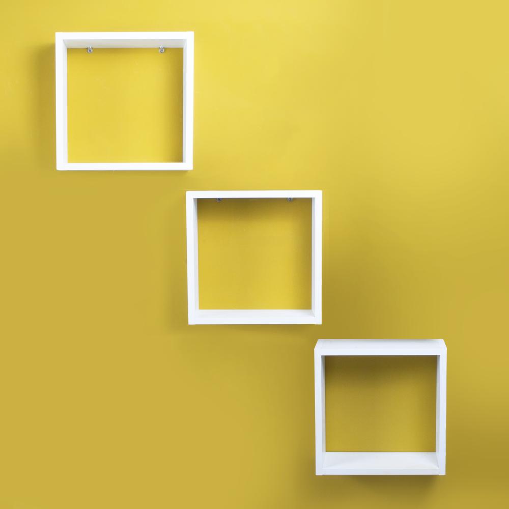 Kit 3 Nichos Decorativos Branco 30x30x10 para Sala Quarto