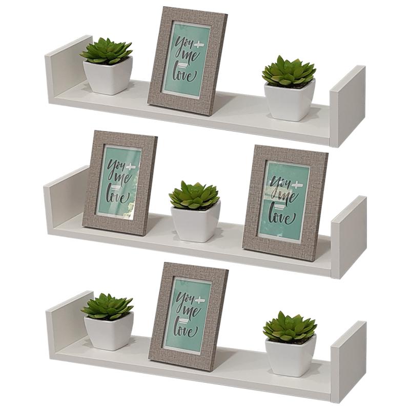 Kit 3 Prateleiras U 60cm Branco Nicho Livros Sala Quarto