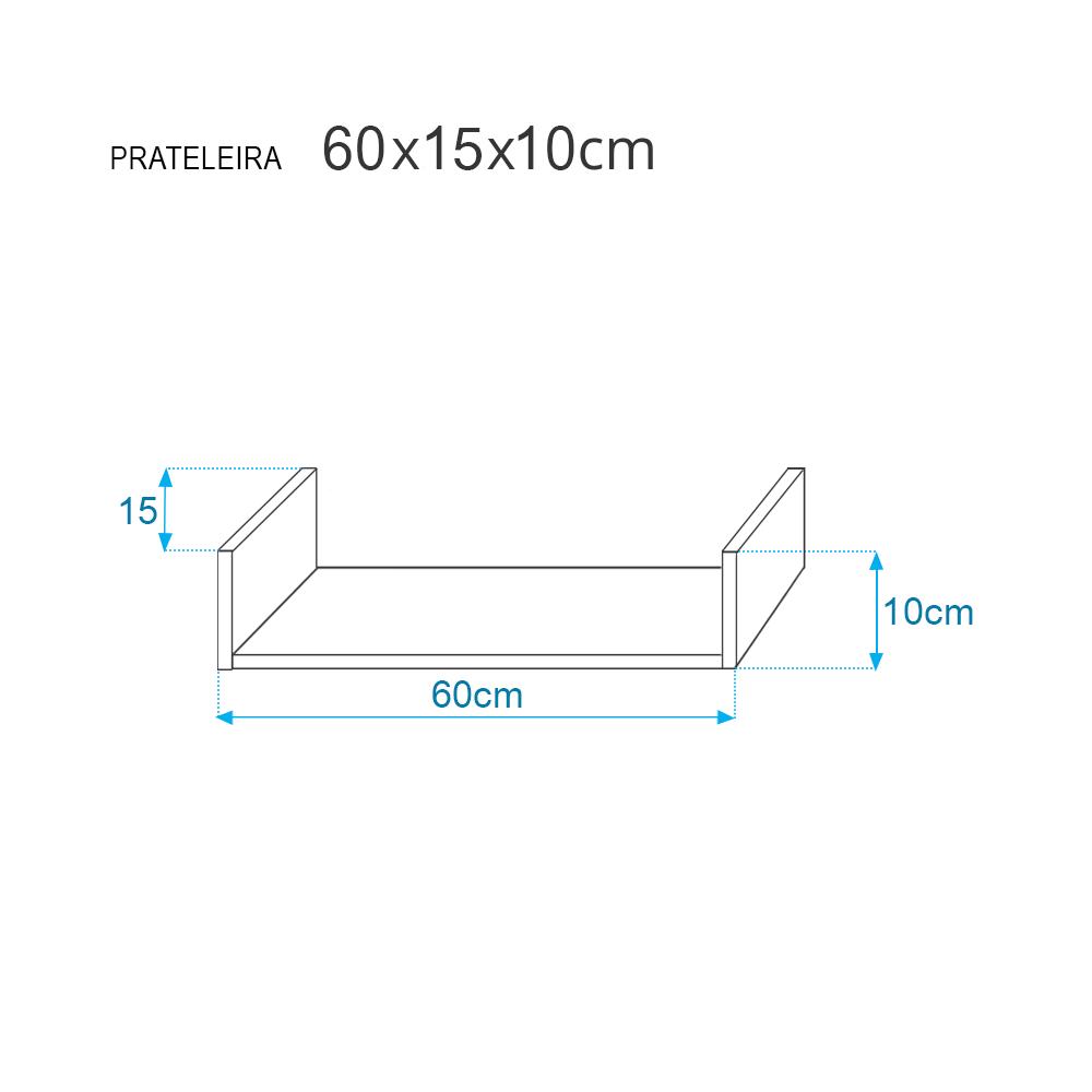 Kit 3 Prateleiras U 60cm Branco Nicho Livros Sala Quarto