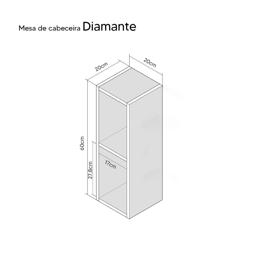 Mesa De Cabeceira Pequena 20x20x60cm Diamante Carvalho (Madeira Clara) Quarto Sala