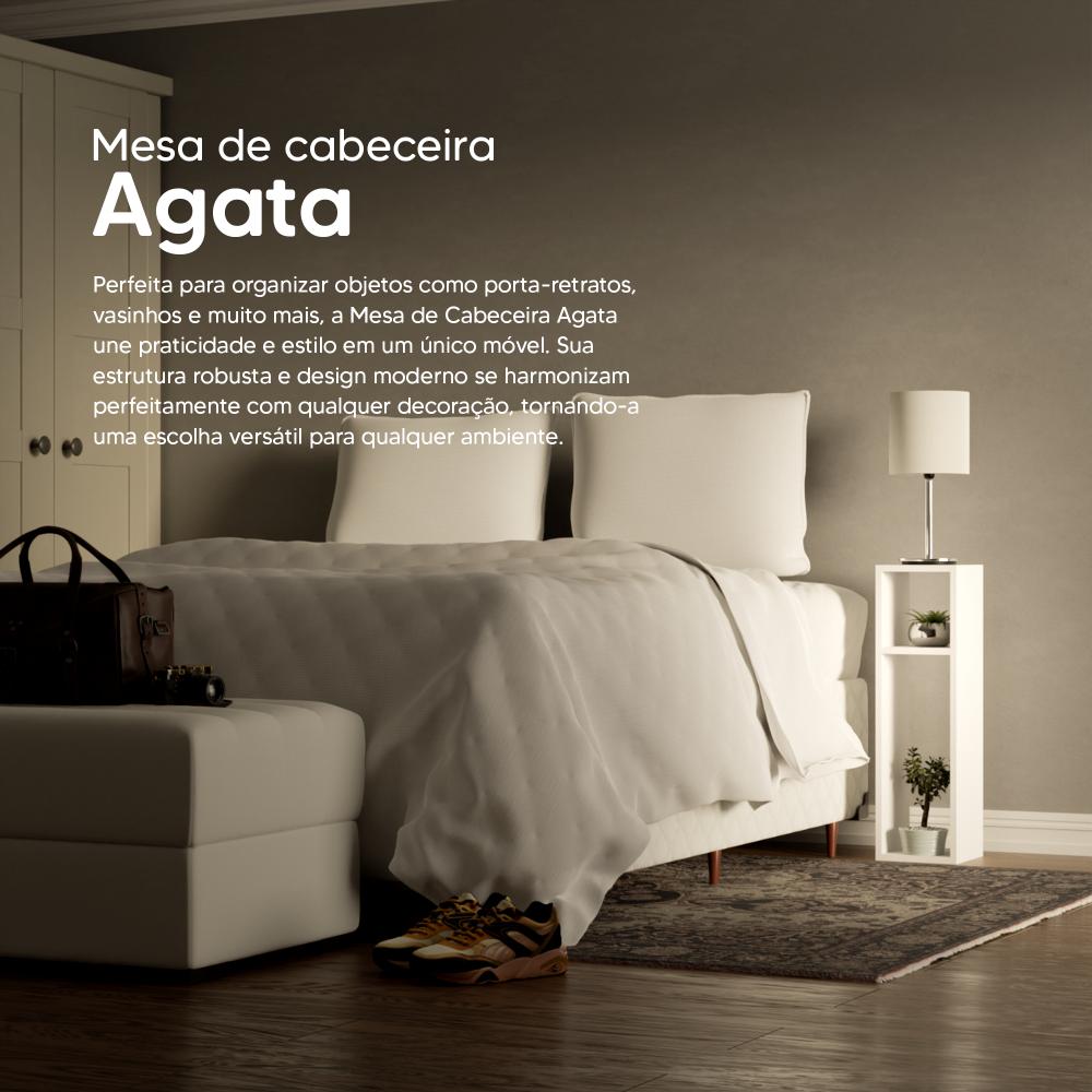 Mesa De Cabeceira Pequena 20x20x70cm Agata Branco Quarto Sala