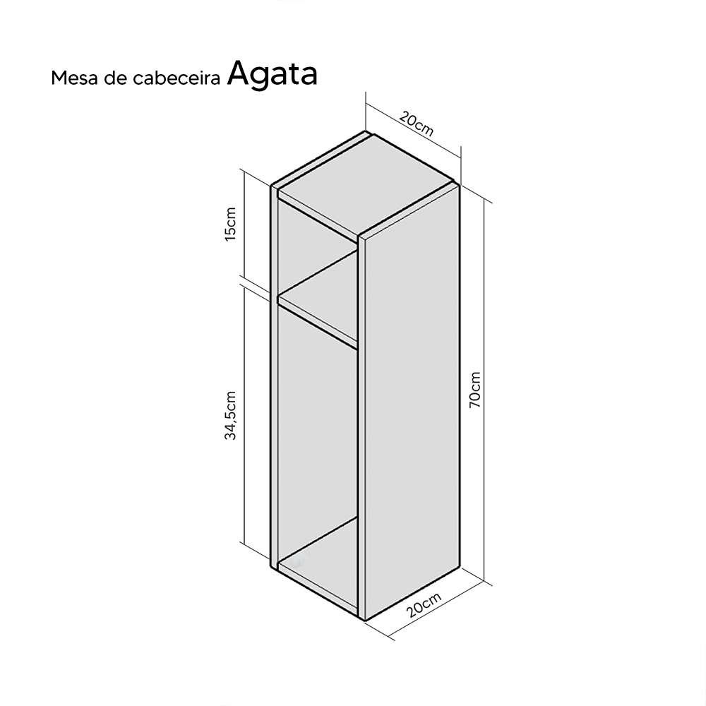 Mesa De Cabeceira Pequena 20x20x70cm Agata Branco Quarto Sala