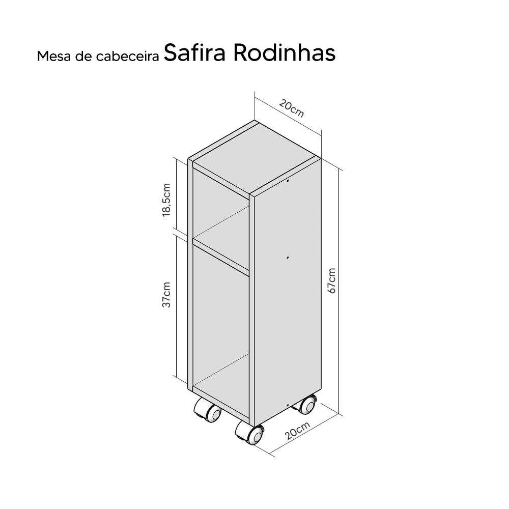 Mesa De Cabeceira Pequena com rodinhas 20x20x60cm Branco Quarto Sala