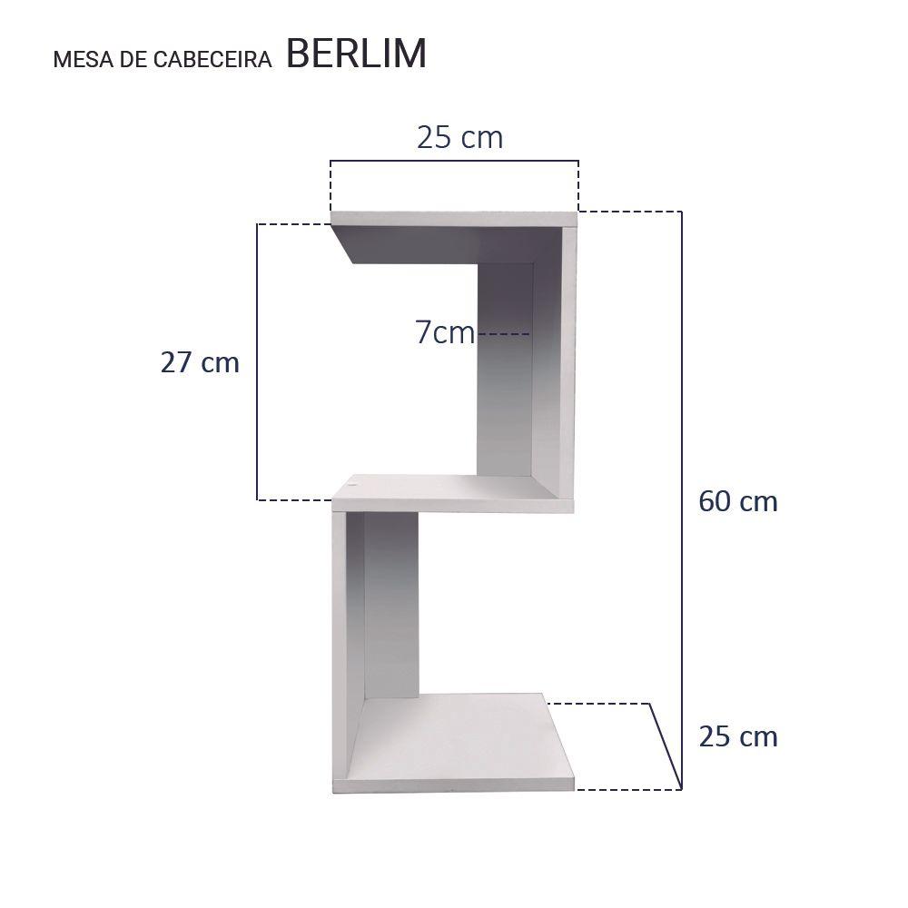 Mesa de Cabeceira Berlim Branco 60 x 25cm