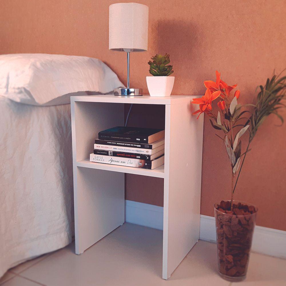 Mesa de Cabeceira Branca Cama Solteiro Quarto Sala 50x35cm