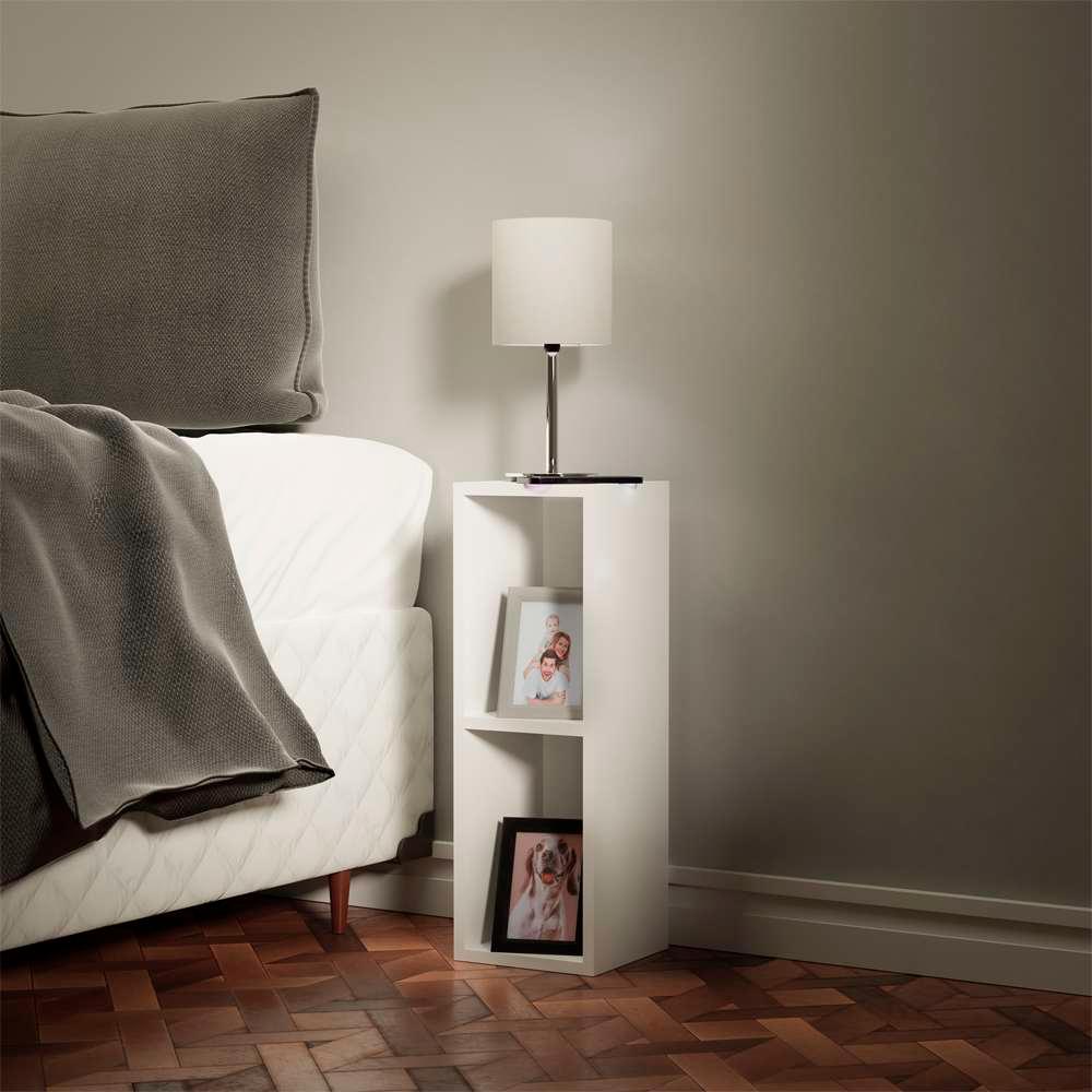 Mesa de Cabeceira Branca Cama Solteiro Quarto Sala Diamante 20cm