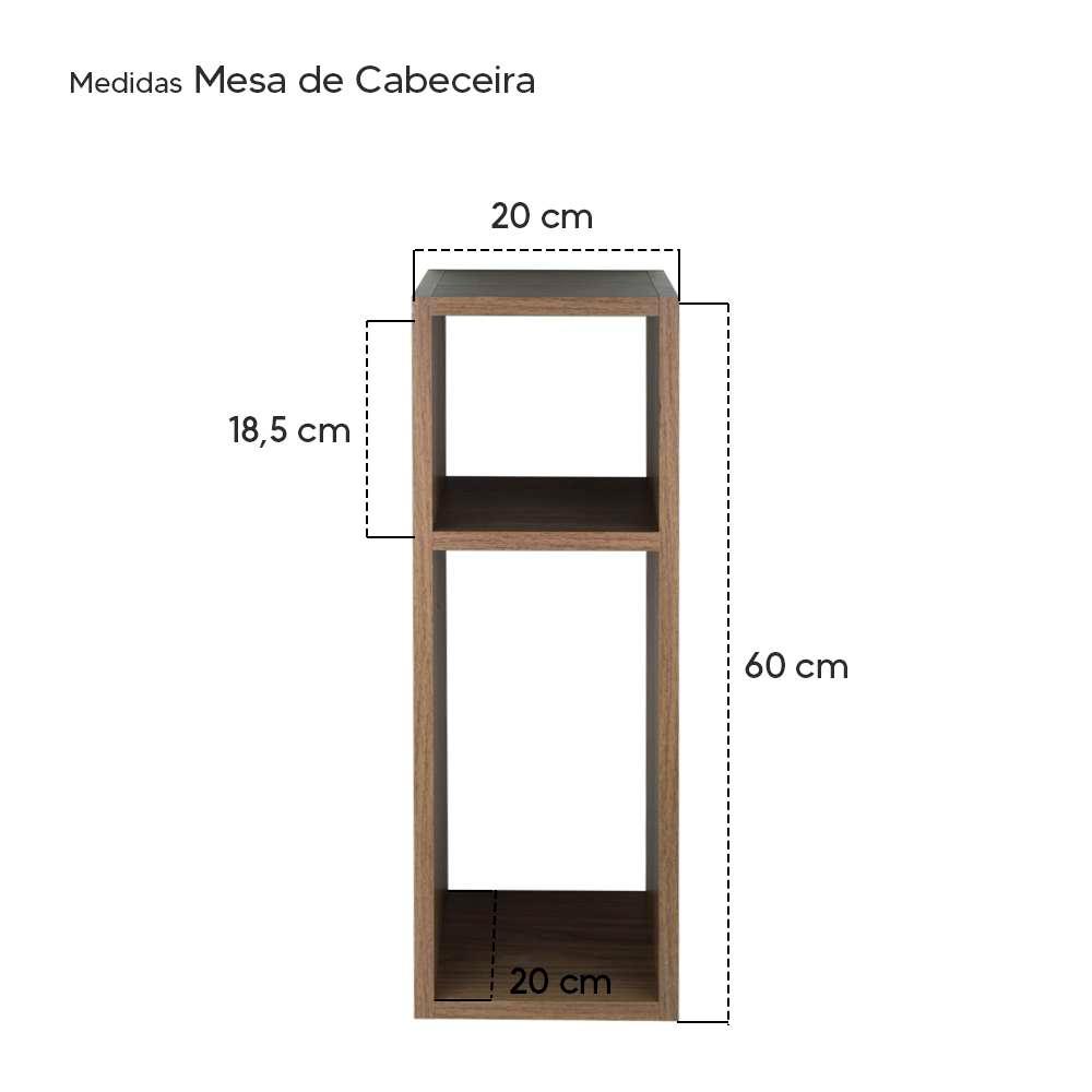 Mesa de Cabeceira Nogal Cama Solteiro Quarto Sala 20cm