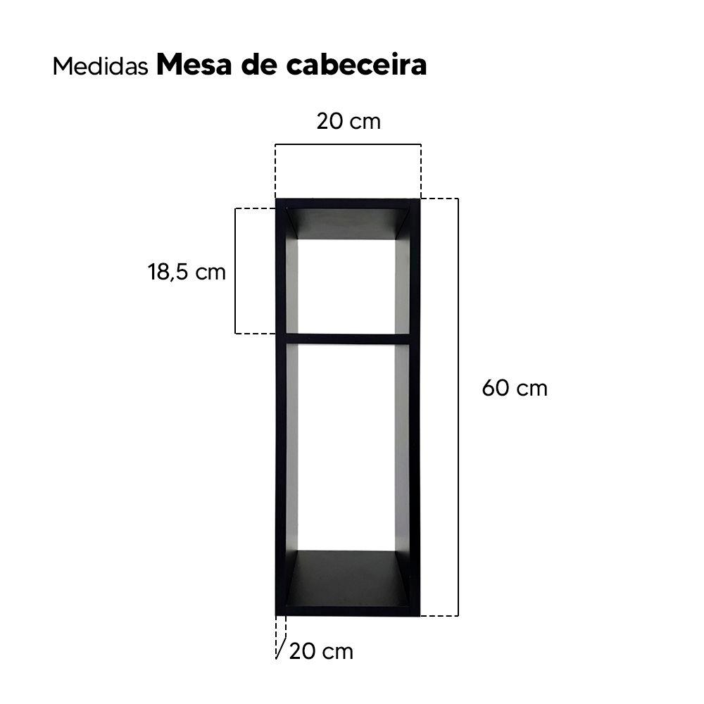 Mesa de Cabeceira Preta Cama Solteiro Quarto Sala 20cm
