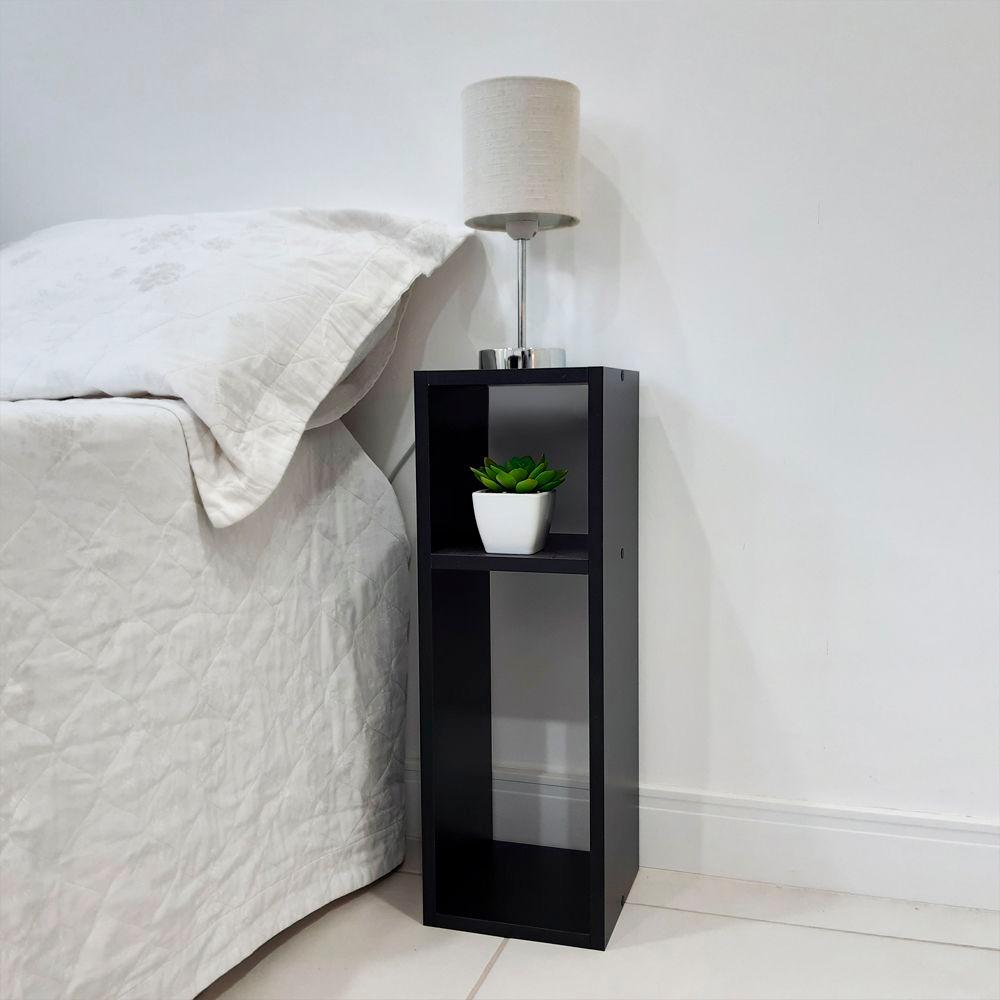 Mesa de Cabeceira Preta Cama Solteiro Quarto Sala 20cm