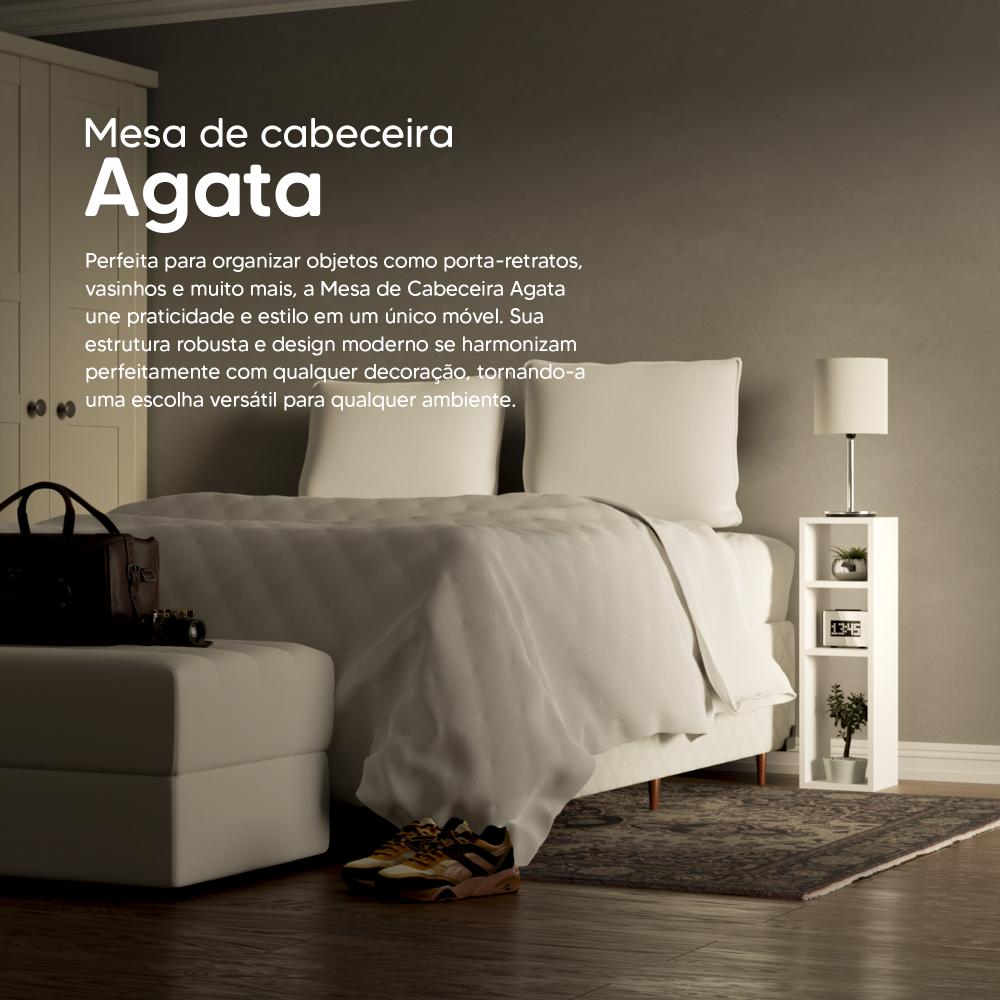 Mesa de Cabeceira com Nichos Branca Cama Solteiro Quarto Sala 70cm