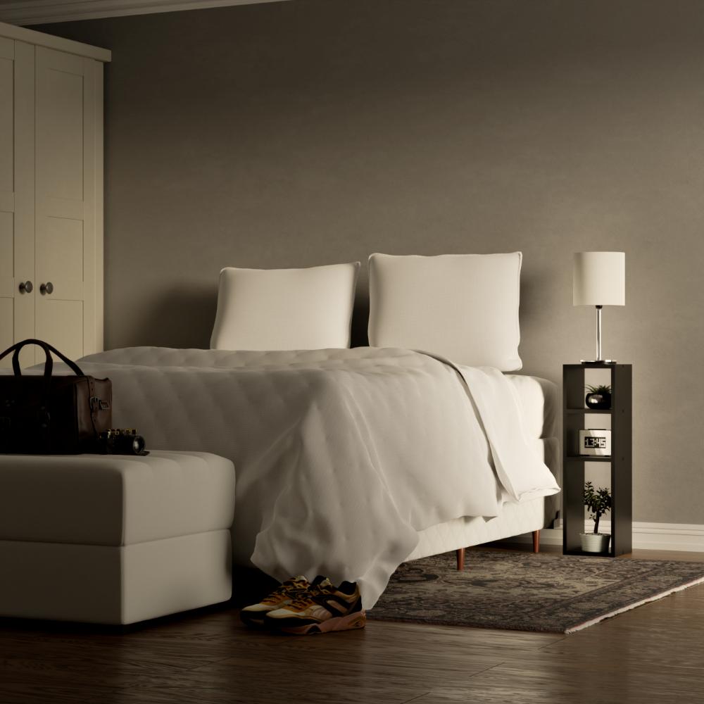 Mesa de Cabeceira com Nichos Preto Cama Solteiro Quarto Sala 70cm