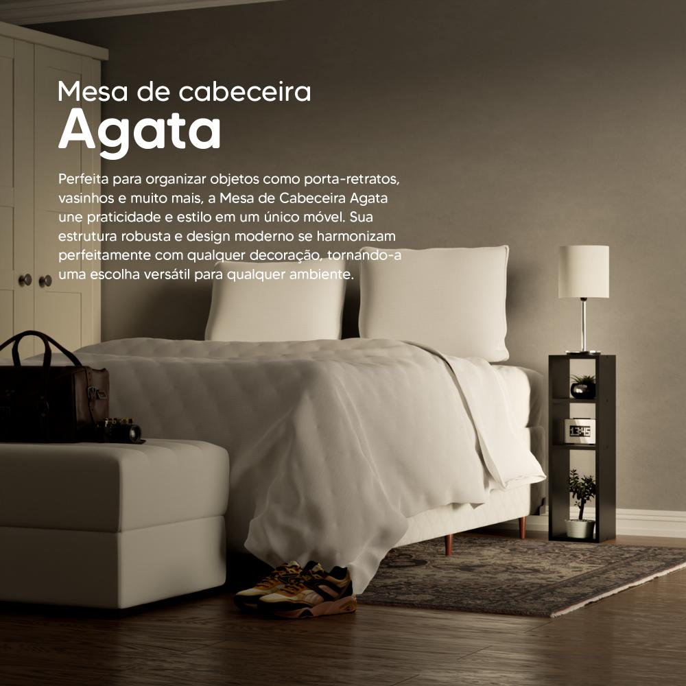 Mesa de Cabeceira com Nichos Preto Cama Solteiro Quarto Sala 70cm