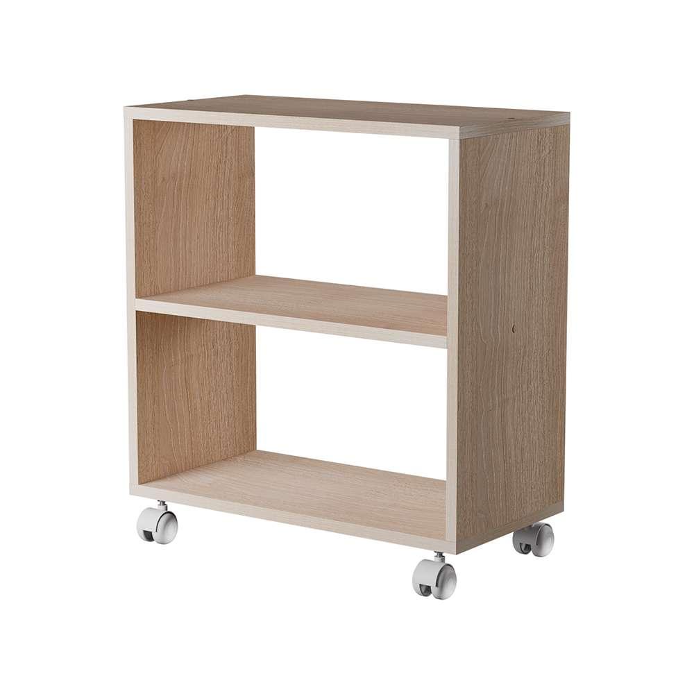 Mesinha Lateral de Apoio Carvalho Sala Quarto 50 x 47 x 25cm com rodinhas