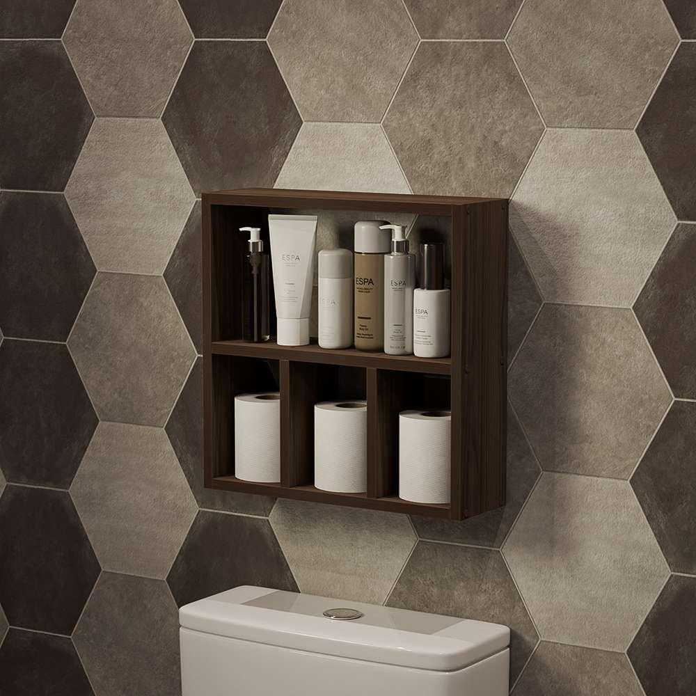 Nicho Decorativo Organizador para Banheiro Nogal 40cm Nancy